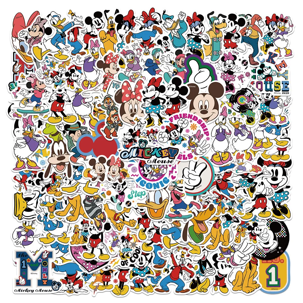 קנו אלי אקספרס  10/25/50/100Pcs Cartoon Disney Mickey Mouse Sticker Kids  Decals Laptop Stationery Luggage Children's Graffiti Stickers Gift Toys