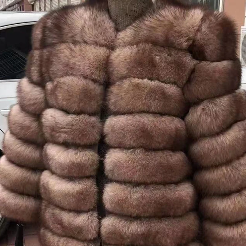 2021 new style real fur coat 100% natural fur jacket female winter warm  leather fox