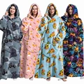 Winter Hoodies Sweatshirt Women Men Pullover Fleece Giant TV Oversized Blanket with Sleeves Adult Halloween Pumpkin Clothing preview-1