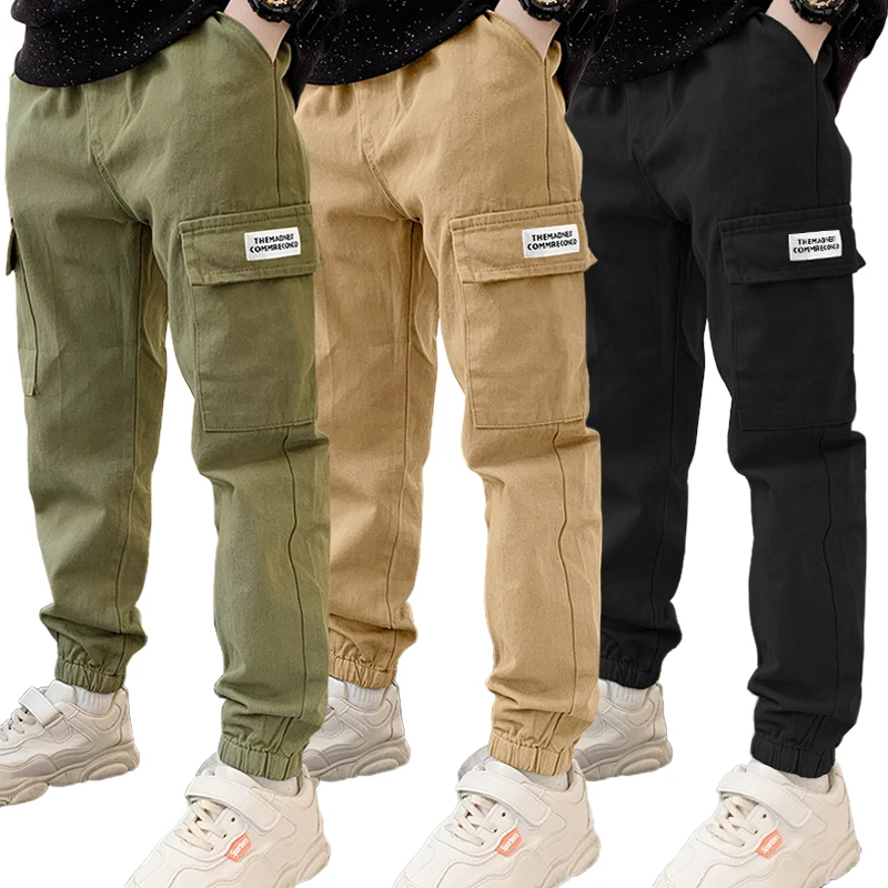 Boys Cargo Pants Spring Autumn Thick Boys Trousers Casual Kids Sport Pants Teenage Children Clothes For 5-12 Years-animated-img