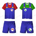 Children's Clothing Sets Cosplay Super Mario T-shirts Shorts 2 Pcs Suits Kids Boys Girls Tops Tee Mario Bros T-shirt Pants Suit