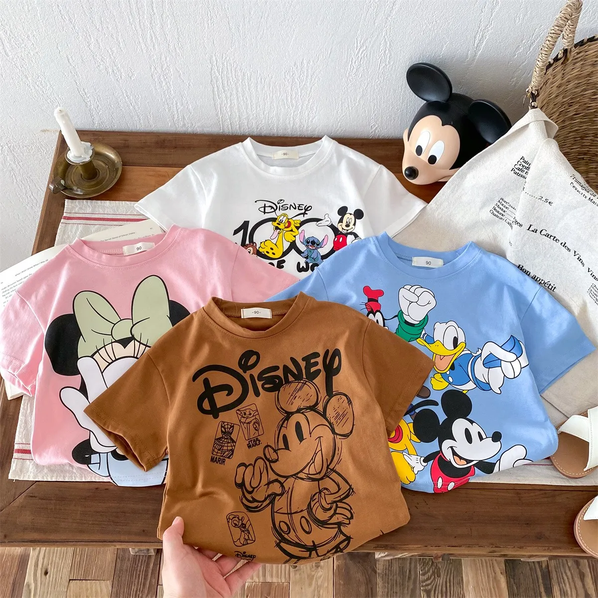 Brown Mickey Printed Kids T-shirt Fashion Cartoon Cute Baby Girls Boys Short Sleeve Tops Children Tees Loose Casual T Shirts-animated-img