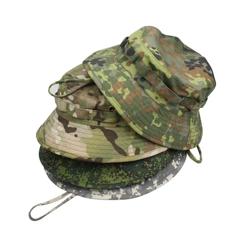 Camouflage Boonie Hat Multicam Panama Caps Men Tactical Sports Hunting Fishing Hiking Climbing Windproof Sun Hats-animated-img