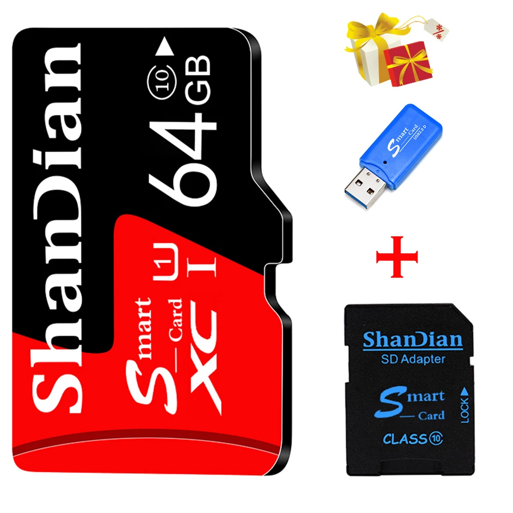 Smart SD 128GB 32GB 64GB Class 10 Smart SD Card SD/TF Flash Card Memory Card Smart SD for Phone/Tablet PC Give card reader gifts