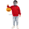 Kids Anime Moive Miguel Cosplay Costumes Boys Red Hoodie Jacket With Terror Mask Halloween Day Of The Dead Costumes For Children preview-3