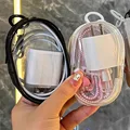 Transparent PVC Cosmetic Bags Data Cable Earphone Storage Organizers Round Black Storage Pouches Home Storage Organization