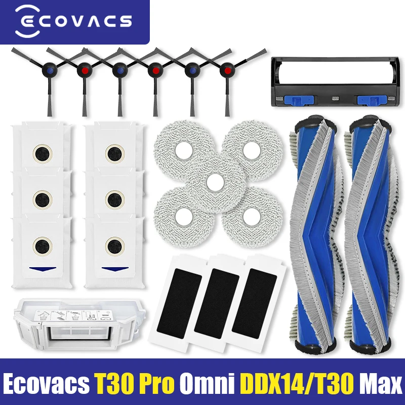 Ecovacs Debot T30 Pro Omni, YEEDI M12 Pro+ Vacuum Replacement Parts Accessories Roller Side Brush Filter Mop Dust Bag-animated-img