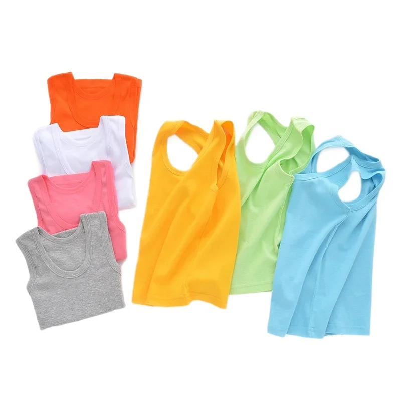 Child Tank Top For Boys Summer Tops For Girls Undershirt For Children Tank Tops Kids Singlets Girls Camisole Cotton Solid Color-animated-img