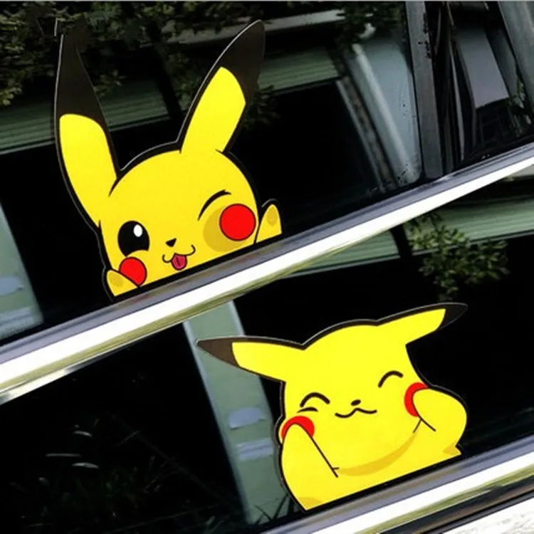 Cute Anime Cartoon Pikachu Car Stickers Motorcycle Electric Car Car Material Stickers Pair Pack