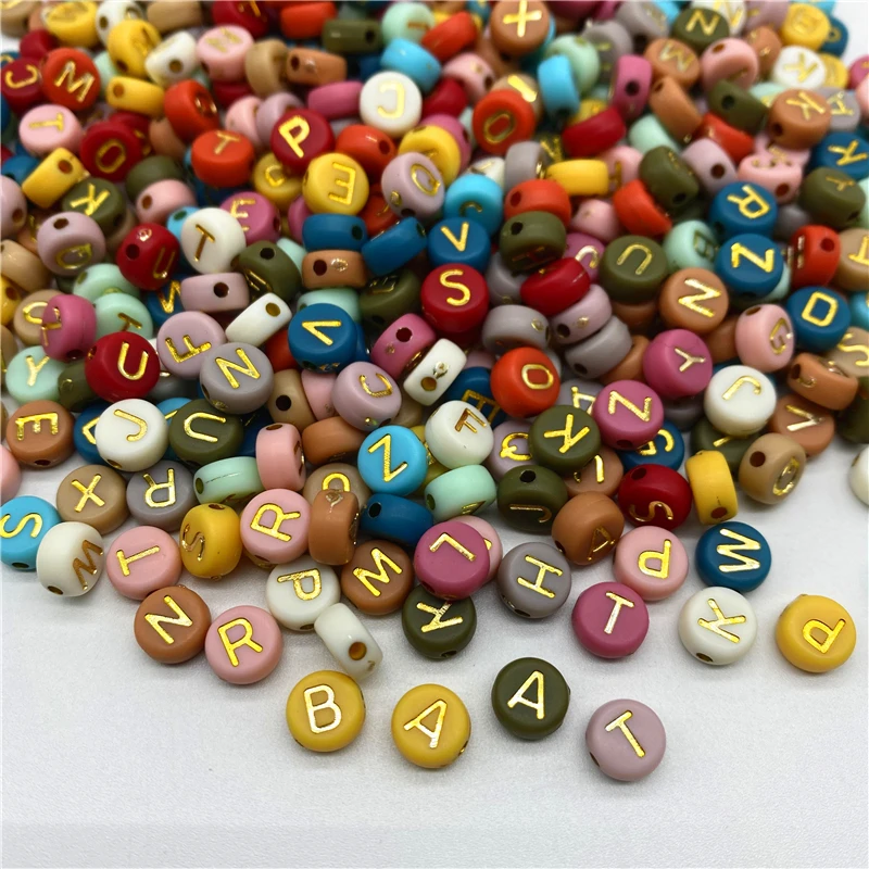 100pcs/Lot 7MM Letter Beads Oval Shape Mixed Alphabet Beads For Jewelry Making DIY Bracelet Necklace Accessories-animated-img
