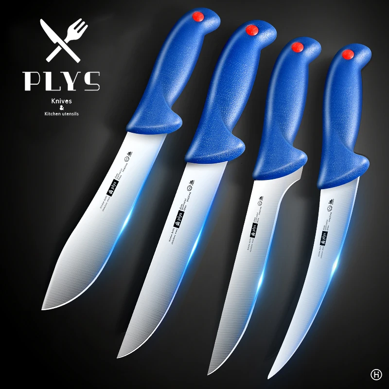PLYS 1-4PCS Kitchen Knife Stainless Steel 4CR13 Premium Butcher Cleaver Japanese Slicing Utility Knife Chef Knife Set Commercial-animated-img