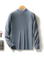 Autumn Winter Men's Basic Mock Neck Pullover Sweater Smart Casual Long Sleeve Clothes 30% Merino Wool Knitwear Soft Warm Jumper