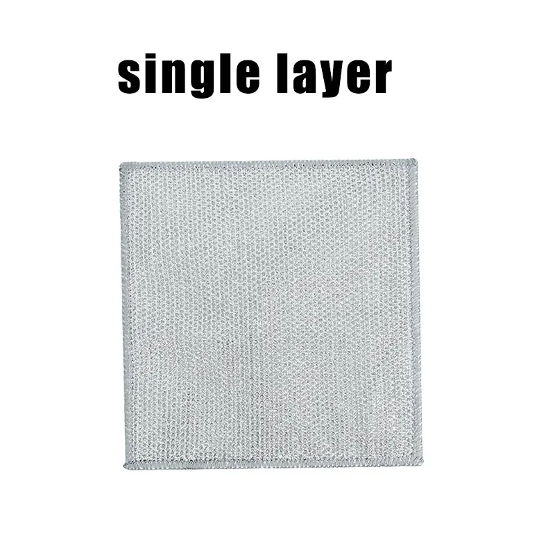 Double Layer Wire Dishcloth Rust Removal Cleaning Cloth Kitchen Dish Towel  Metal Wire Cleaning Rag Microwave Oven Cleaning Tool