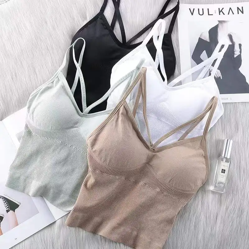 Women Cotton Underwear Push Up Bra Sexy Top Women Suspender Tank Up Fashion  Solid Color Lingerie Female Soft Top Brassreie