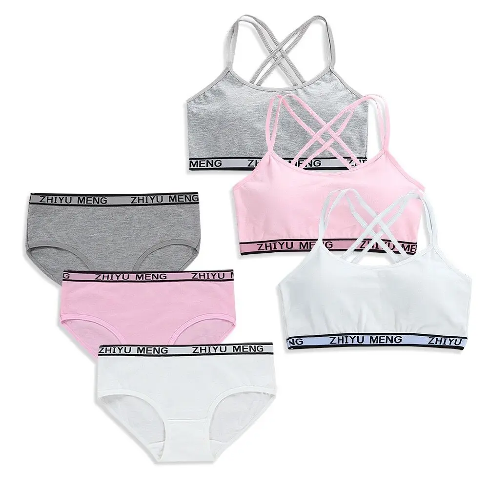 Teenagers Girls Lingerie Cotton Underwear Sets Kids Young Girls