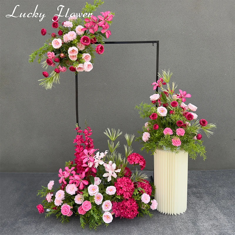 Forest Style artificial flower Hanging flower row Wedding Decoration Road Lead Flower Ball Floor Row Floral Backdrop Arrangement-animated-img