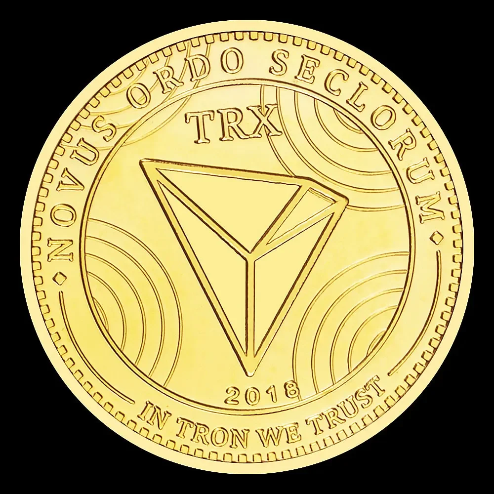 TRX Cryptocoin Physical Cryptocurrency Golden Plated Commemorative Coins Non-currency Souvenirs Gifts Home Decor-animated-img