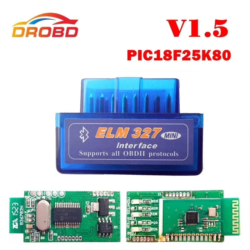 V1.5 Super MINI ELM327 Bluetooth 5.0 ELM327 Auto Tools With PIC18F25K80 Chip OBD2 / OBDII for Android IOS For Car Code Scanner-animated-img