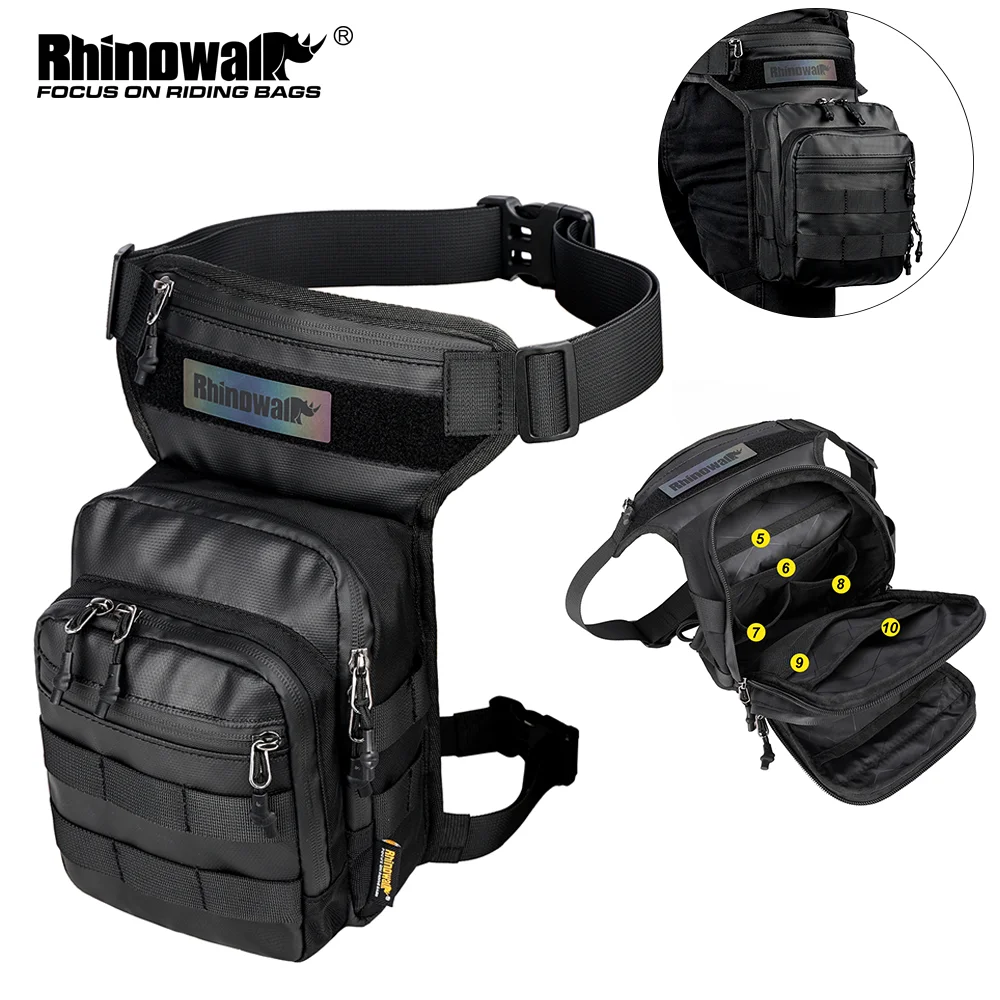 Rhinowalk Motor Waist Bag 3L Motorcycle Waist Packs Leg Bag Thigh Belt Hip Bum Travel Cell/Mobile Phone Purse Fanny Pack Bags-animated-img