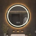 Luxury LED Round Bath Mirrors Toilet Vanity Makeup Mirror with Light Anti-fog Touch Sensor Luminous Mirrors Home Bathroom Mirror