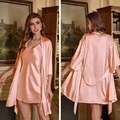 2PC Robe Suit Women Rayon Bathrobe Gown Sleep Set Summer Homewear Sleepdress Casual Kimono Sleepwear Nightgown preview-3