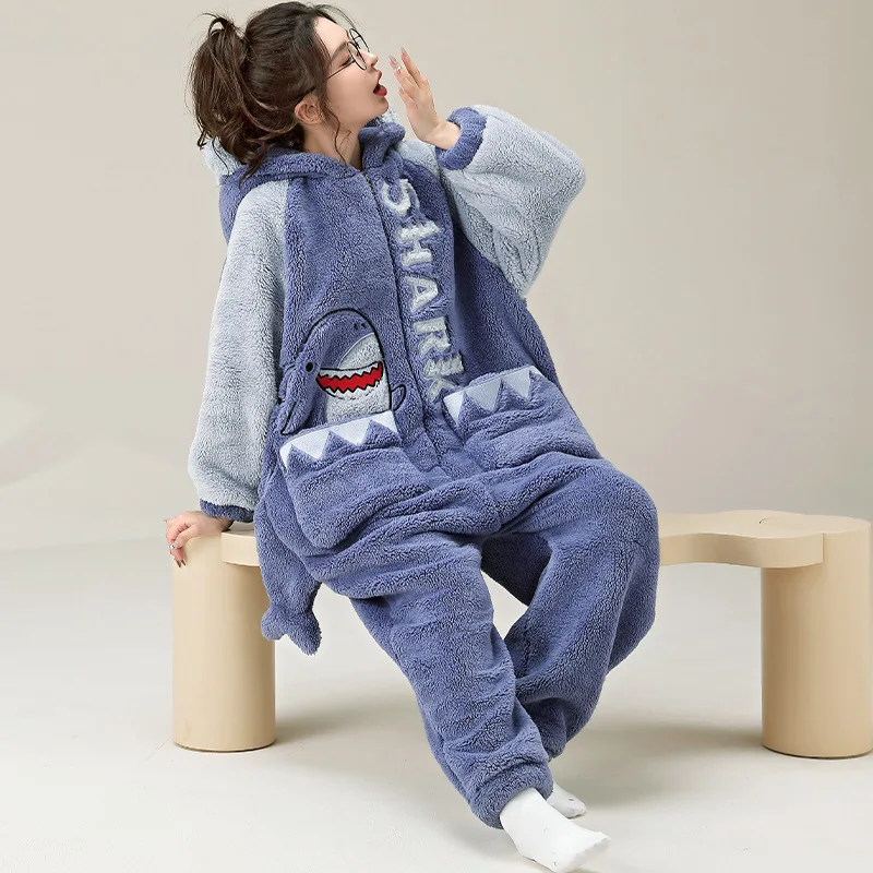 Unisex Shark Costumes Halloween Christams Onesies Cosplay Pajamas Adult Pyjamas Animal Sleepwear Jumpsuits Women Men Homewear-animated-img