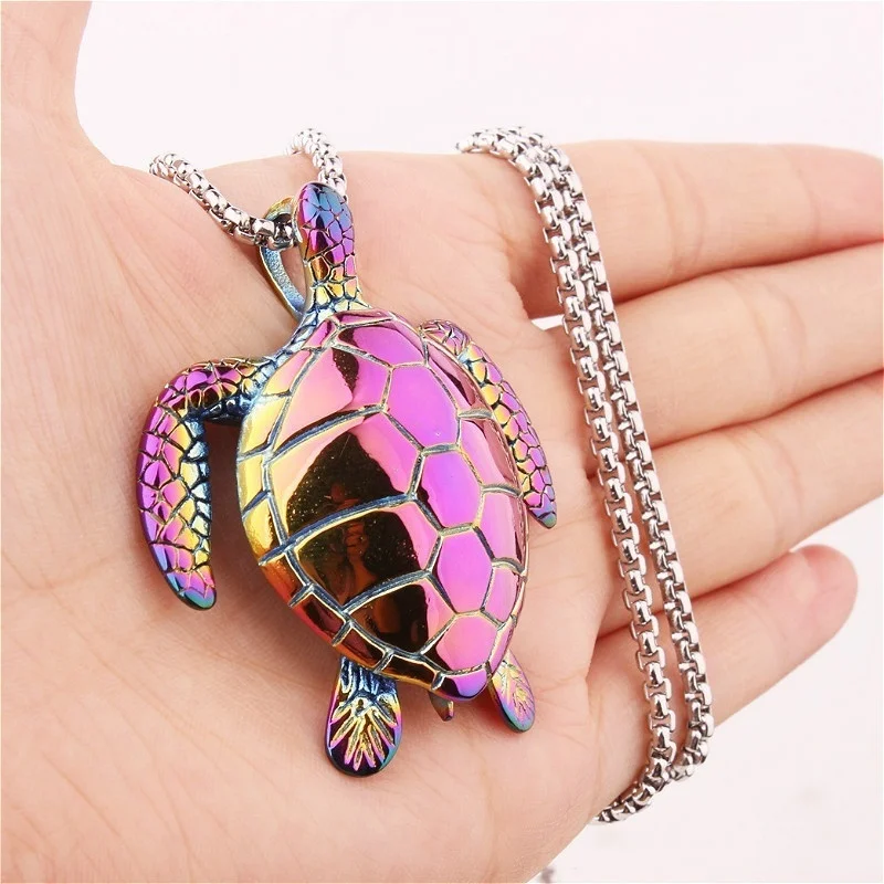2020 Fashion Titanium Stainless Steel Sea Turtle Necklace Pendant Women Female Animal Wedding Ocean Beach Jewelry Xmas Gift