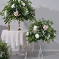 Green Plant Artificial Flower Ball White Rose Greenery Arrangement Wedding Decoration Table Centerpiece Flower Ball Road Leading preview-3