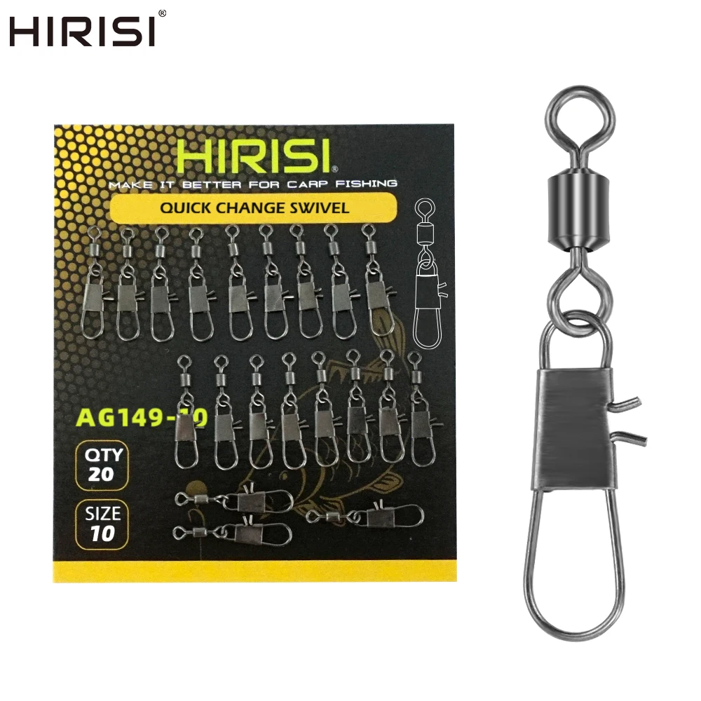 Hirisi 20pcs Carp Fishing Stainless Steel Snap Connector Fishing Quick Change Swivel Terminal Tackle AG149-animated-img