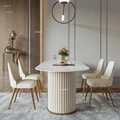 Light Luxury Rock Plate Dining Table and Chair Set Small Apartment Kitchen Dining Table Home Furniture Modern Oval Dining Tables