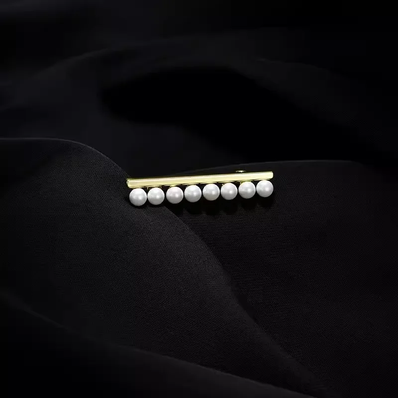 Elegant Pearl Design Sensibility Niche Brooch Simple Balance Wood Chest Pin High End Women's Jewelry Accessories-animated-img