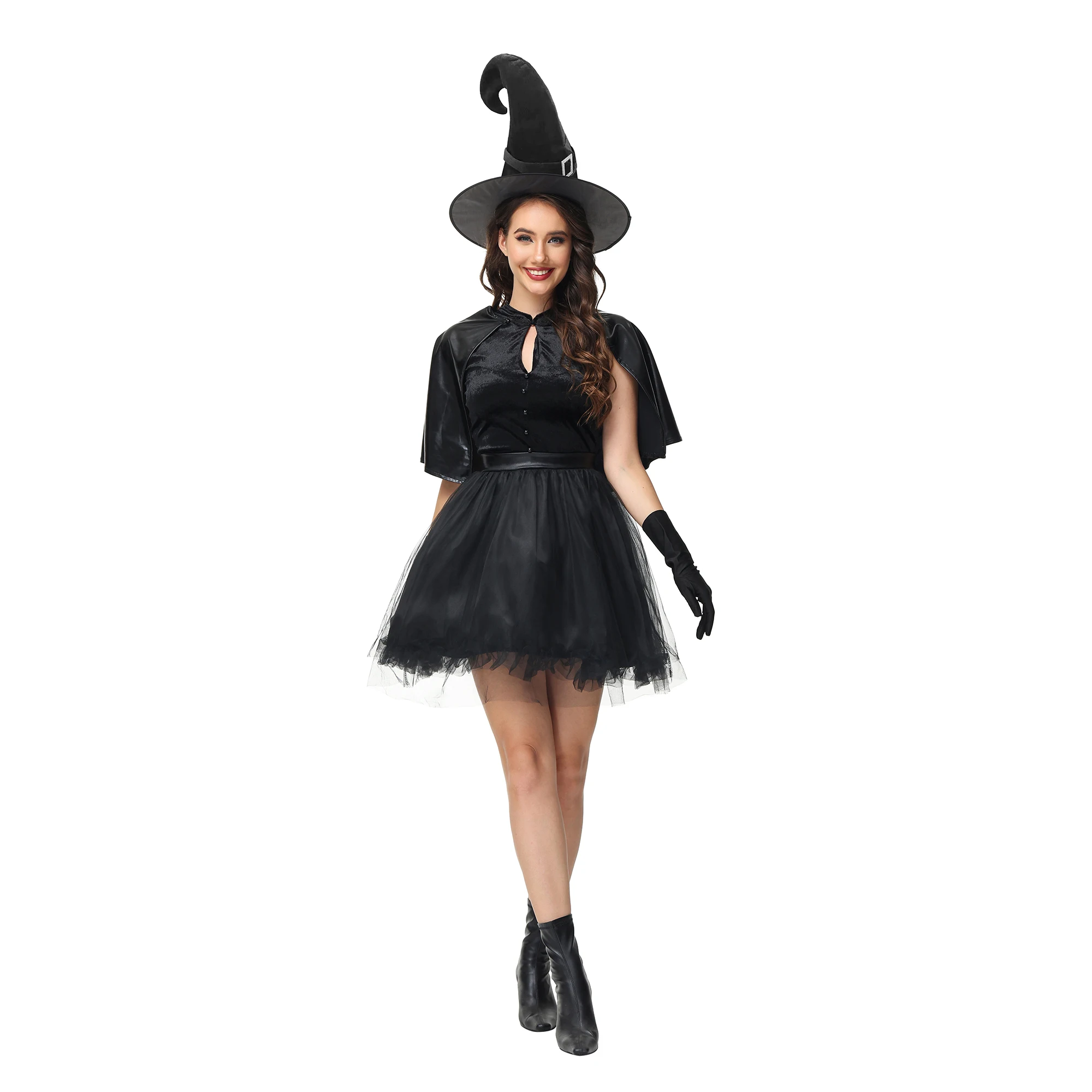 Halloween Costumes for Women's Costume Witch Dress with Hat for Carnival Party Cosplay-animated-img