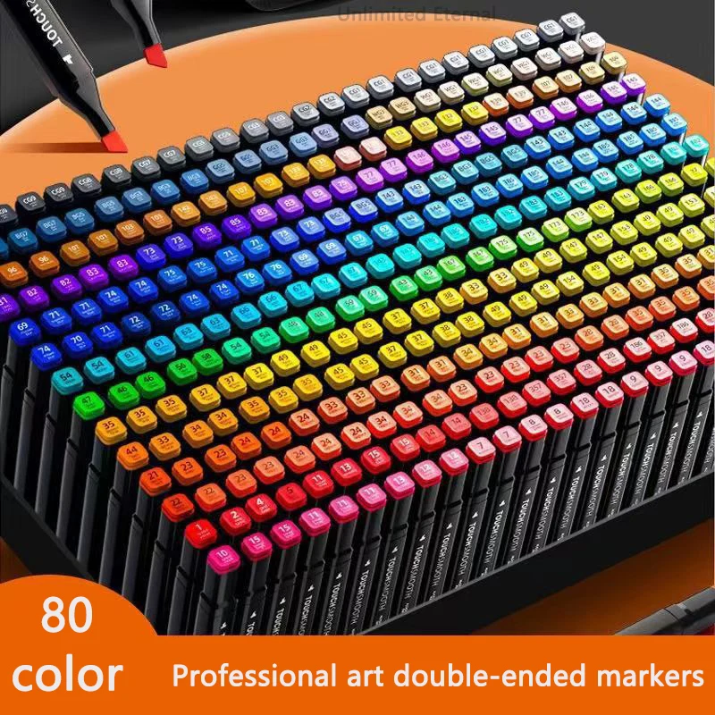 30/80/168/262 Colors Double Headed Marker Pen Set Sketching Oily