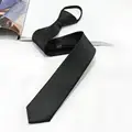 8cm Black Zipper Tie Color Matte Tie Black Clip On Tie Security Tie Doorman Steward Matte Black Tie Clothes Accessories preview-5