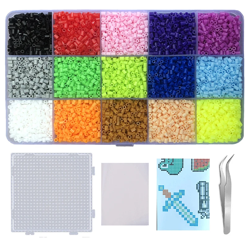 15 Colors 5mm /2.6mm Set Melting Beads Pixel Art Puzzle Hama Beads Diy 3D Puzzles Handmade Gift Fuse Beads Kit Iron Beads Toy-animated-img