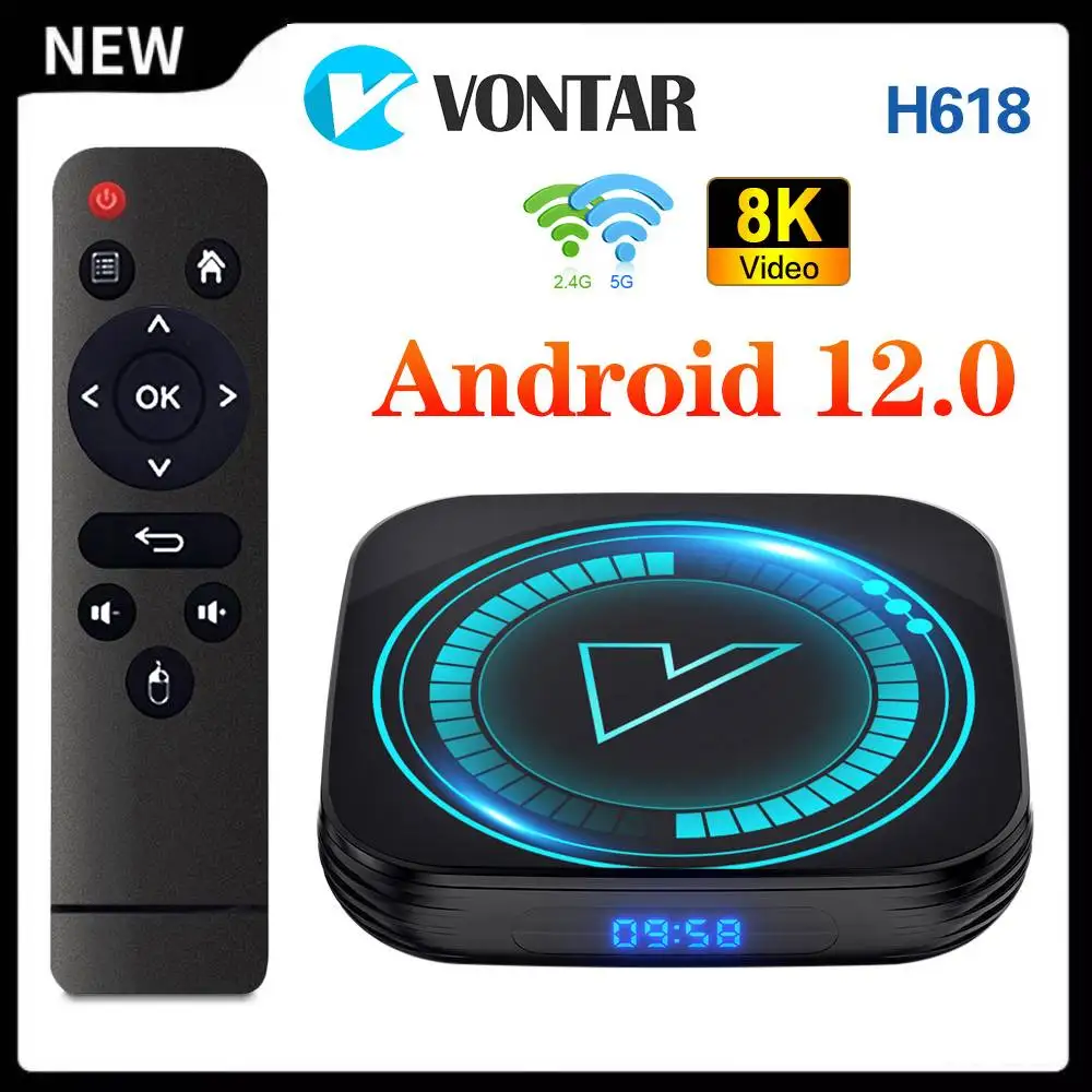 VONTAR Android 12 TV Box Quad Core Cortex A53 Allwinner H618 Android 12.0 Media Player 8K Video BT4.0 Dual Wifi 4K HDR10+ TVBOX-animated-img