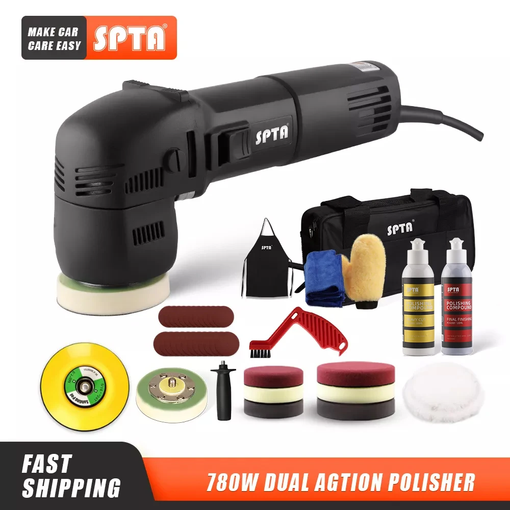 Купить Автомойка и техническое обслуживание  SPTA 3inch Mini Car Polisher  780W/10mm Dual Action Polisher DA Car Polisher Auto Polisher Machine with  Sponge Polishing Pads Set