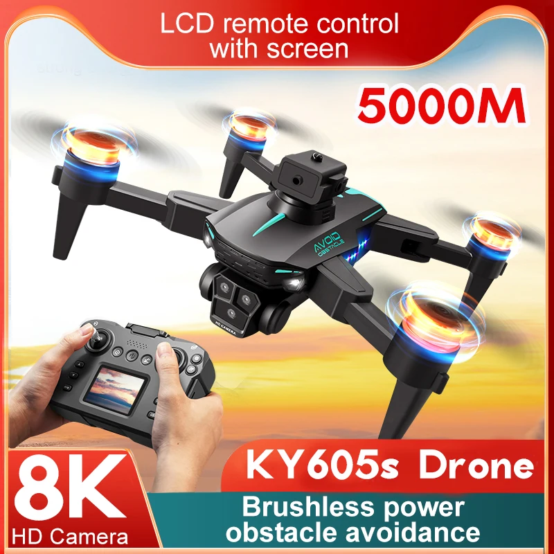 New KY605S Drone with screen 8K Wide Angle Professinal Three Camera Optical Flow Localization 360 Obstacle Avoidance Quadcopter-animated-img