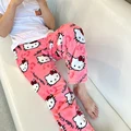 קנו אלי אקספרס  Sanrio Hello Kitty Pajamas Black Anime Flannel
