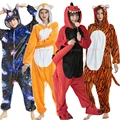 Adults Animal Onesie Kigurumi Tiger Lion Cat Costume Sleepwear Women Kids Winter Jumpsuit Panda Cartoon Flannel Couple Pajamas preview-3