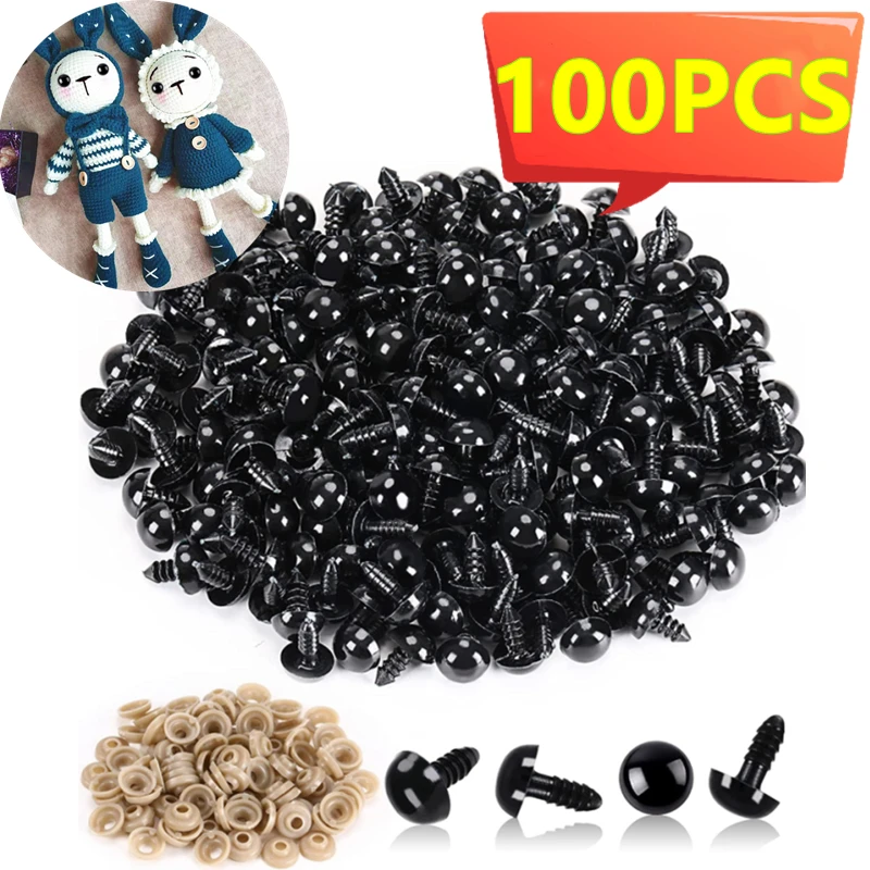 6-14mm Black Plastic Safety Eyes for DIY Crochet Doll Decoration DIY Craft  Kit Plush Toy Soft Toy Doll Eyes Accessories 100Pcs