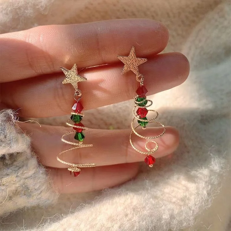 New Trendy Delicate Christmas Tree Earrings For Women Colorful Beads Stars Santa Claus Snowman Drop Earring Girl Christmas Gifts-animated-img