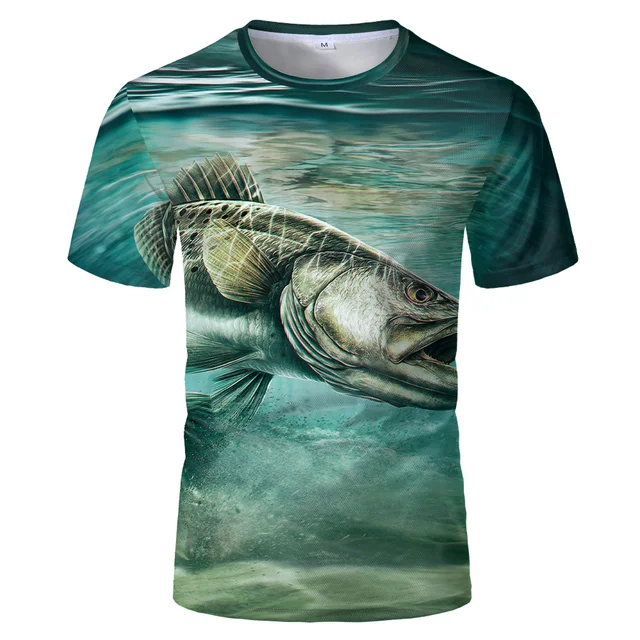 Summer 3D Printed Fish Pattern Men and Women Casual T-Shirt