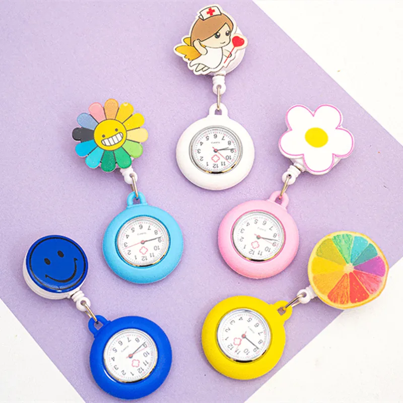 Lovely Super Cute Cartoon Girl Pattern Light Luminous Needle Quartz Movement Nurse Pattern Pocket Watch Good Gift Pocket Watch