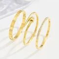 Europe and the United States hot selling stainless steel gold nail bracelet fashion women's bracelet gold bangles preview-4