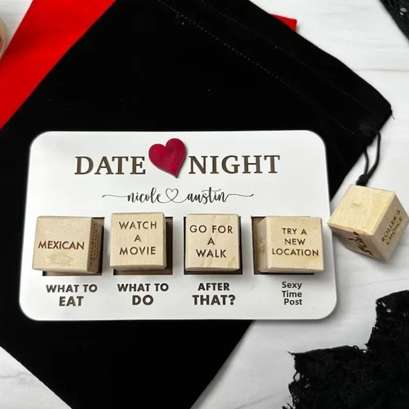 Date Night Dice After Dark Wooden Die Couple's Night Out Dice Game Valentine's Day Gift For Love In The Dark-animated-img