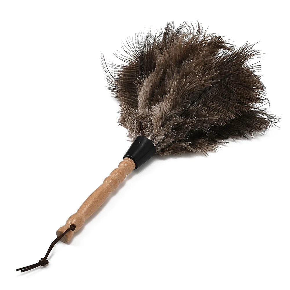 1x Ostrich Feather Duster, Auto Home Cleaning Dust Removal Tool, Soft Feather Duster Brush Car Cleaner-animated-img