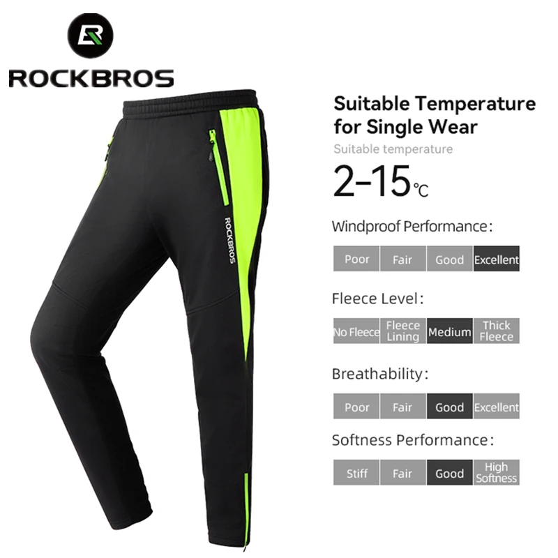 ROCKBROS Winter Cycling Pants Keep Warmer Bicycle Trousers Windproof  Elasticity Fishing Fitness Long Pants Winter Sport Pants