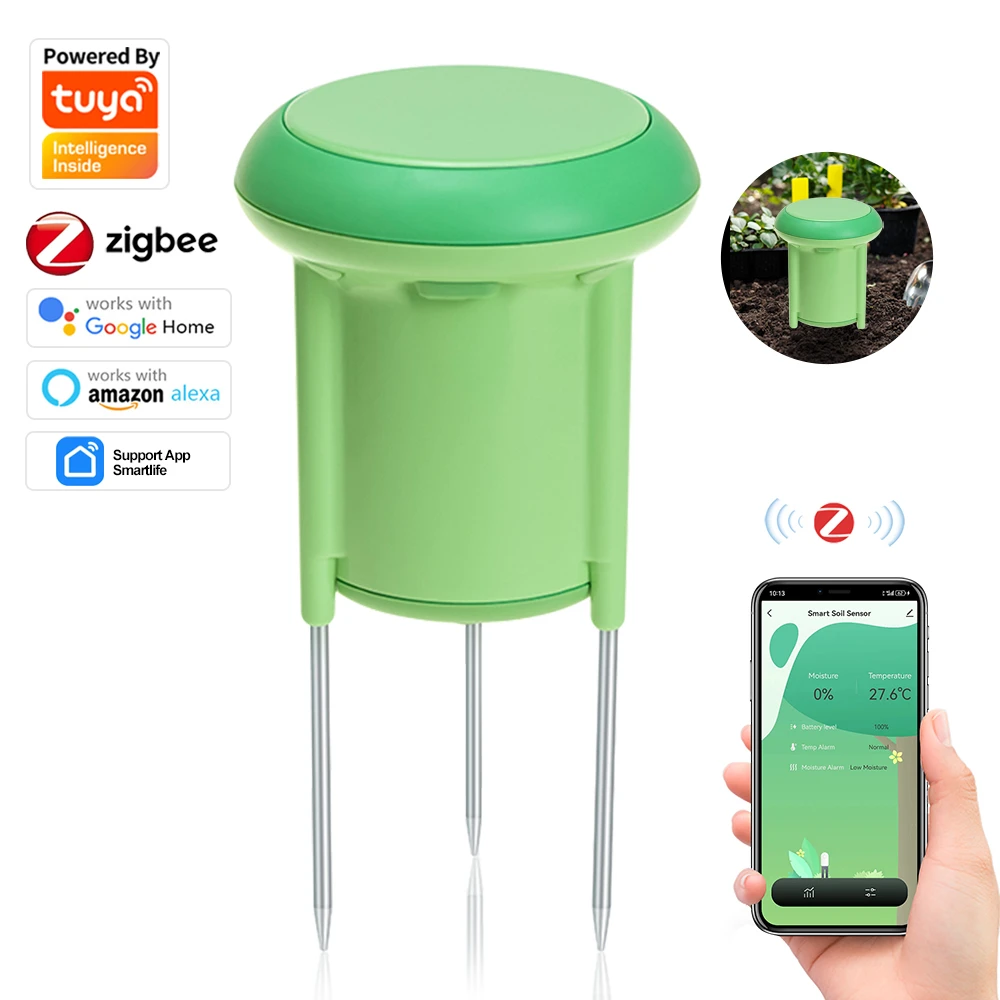 Tuya Zigbee Intelligent Soil Moisture Meter Temperature &Humidity Tester Plant Monitor Detector Garden Planting for Google Alexa-animated-img