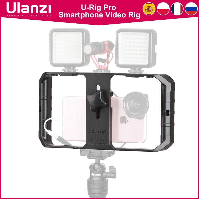 Ulanzi U-Rig Pro Smartphone Video Rig w 3 Shoe Mounts Filmmaking Case Handheld Phone Video Stabilizer Grip Tripod Mount Stand-animated-img